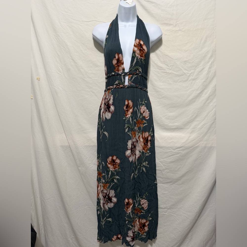 ILLA ILLA Dark Teal Floral Maxi Dress Size S - Picture 2 of 8